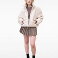 Beige Heart Trimmed High-neck Jacket