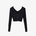 Cold Shoulder Ribbed Stretch knitted Cardigan and Top Set