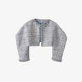 Cropped Fringed Puff-sleeve Tweed Jacket