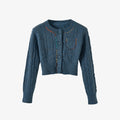 Cropped Coloured-thread Cable-knit Cardigan