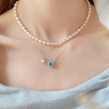 Sapphire Glow Pearl Necklace