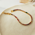 Rainbow Stone Gold Tone Chain Bracelet
