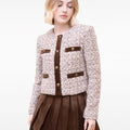 Round-neck Wool-blend Ribbon-trimmed Wool-blend Tweed Jacket