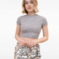 Cropped Sequin-embellished Twist Wool-blend Knitted Top