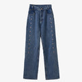 Floral-embroidered High-rise Straight-leg Jeans