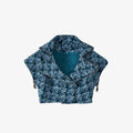 Cropped Detachable-sleeves Zip-trimmed Jacket