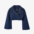 Cropped Detachable-sleeves Zip-trimmed Jacket