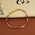 Rainbow Stone Gold Tone Chain Bracelet