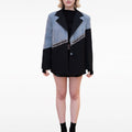 Denim Pacthwork Asymmetric Rhinestone Tassel-embellished Suit Jacket