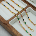 Rainbow Stone Gold Tone Chain Bracelet