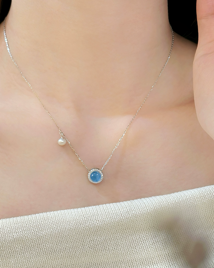 Sapphire Glow Pearl Necklace