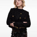 Single-breasted Metallic Thread Tweed Jacket