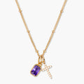 Cross Birthstone Necklace
