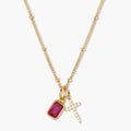 Cross Birthstone Necklace