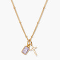 Cross Birthstone Necklace