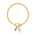 Cross Charm Birthstone Bracelet