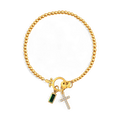 Cross Charm Birthstone Bracelet