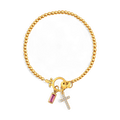 Cross Charm Birthstone Bracelet