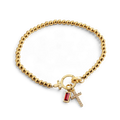 Cross Charm Birthstone Bracelet