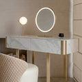 Blakely Dressing Table, Gold Leg& Marble Effect