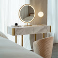 Blakely Dressing Table, Gold Leg& Marble Effect