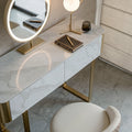Blakely Dressing Table, Gold Leg& Marble Effect