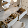 Blakely Dressing Table, Gold Leg& Marble Effect