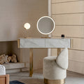 Blakely Dressing Table, Gold Leg& Marble Effect