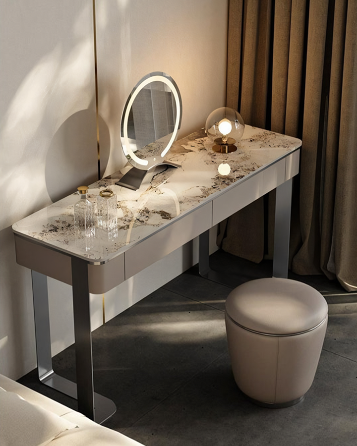 Kirsten Dressing Table with LED Mirror, Marble Top