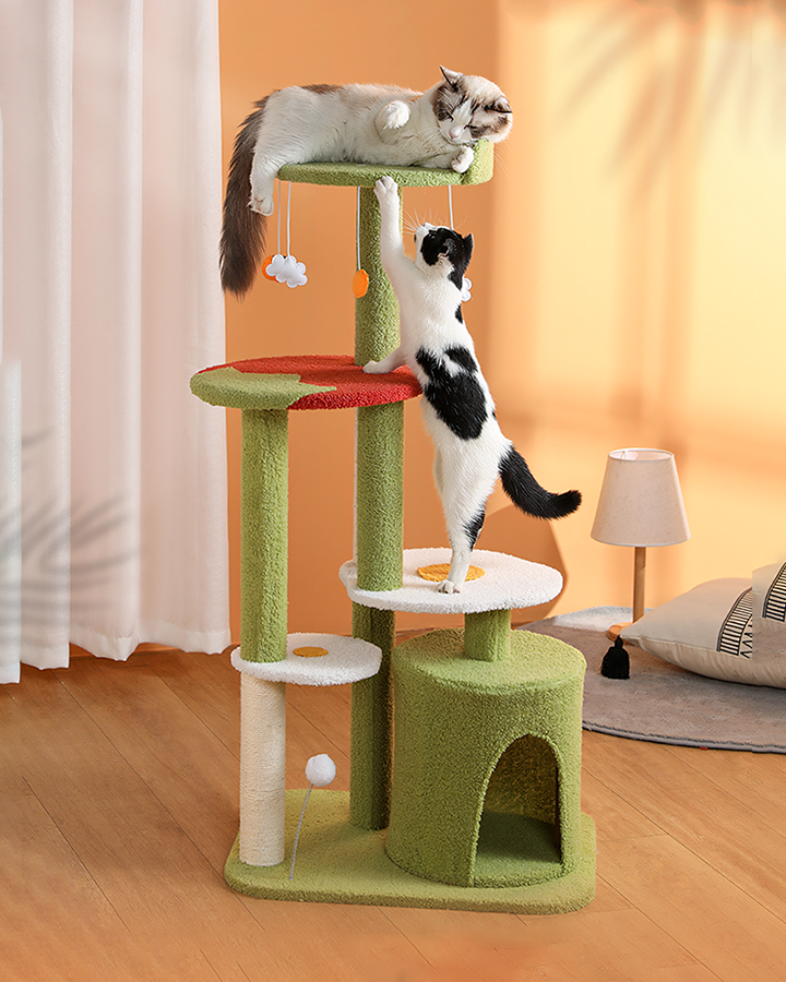 Kyali Cat Tree, Cat Climber, Coral Fleece