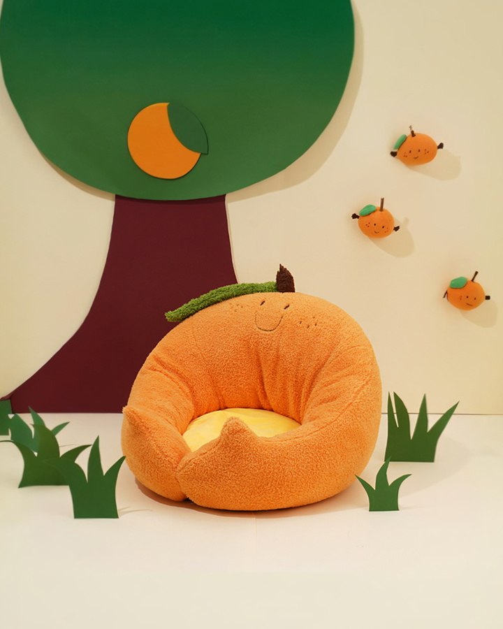 Milo Soft Round Dog Cat Bed, Orange