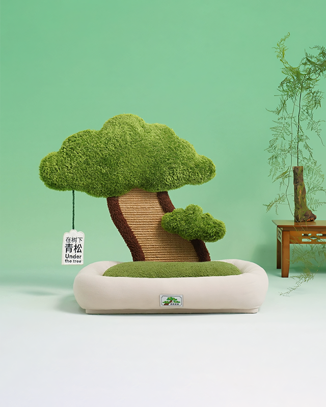 Plant Shape Cat Tree, Pet Bed With Cat Scratching Post