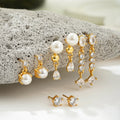 18K Gold Plated 4-Piece Pearl & Cubic Zirconia Stud Earring Set