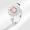 Adjustable Pink Flower Spinner Ring