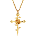 Birth Month Flower Cross Pendant