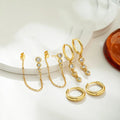 18K Gold Plated 3-Piece Earring Set with Zircon Crystals