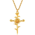 Birth Month Flower Cross Pendant