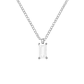 Elegant Rectangular Zirconia Pendant Necklace – Gold & Silver