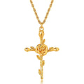 Birth Month Flower Cross Pendant