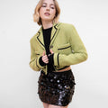 Notched Lapel Ribbon-trimmed Wool-blend Tweed Jacket