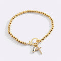 Cross Charm Birthstone Bracelet