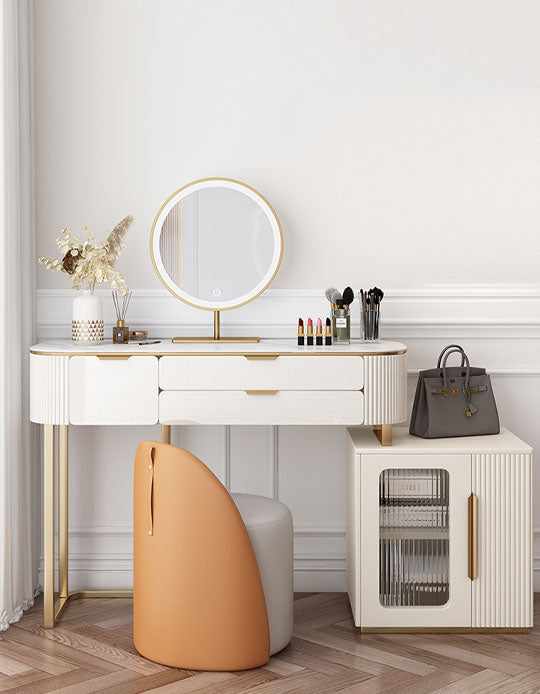 Hines Dressing Table with Mirror, White
