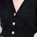 Cropped square-botton V-neck Sequin-embellished Mohair Cardigan