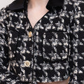 Houndstooth Velvet Lapel Wool-blend Tweed Jacket