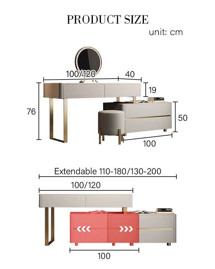 Elara Corner Dressing Table With LED Mirror