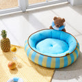 Aqua Striped Pet Bed