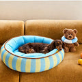 Aqua Striped Pet Bed detail image