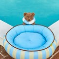 Aqua Striped Pet Bed detail image