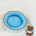 Aqua Striped Pet Bed detail image