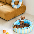 Aqua Striped Pet Bed detail image